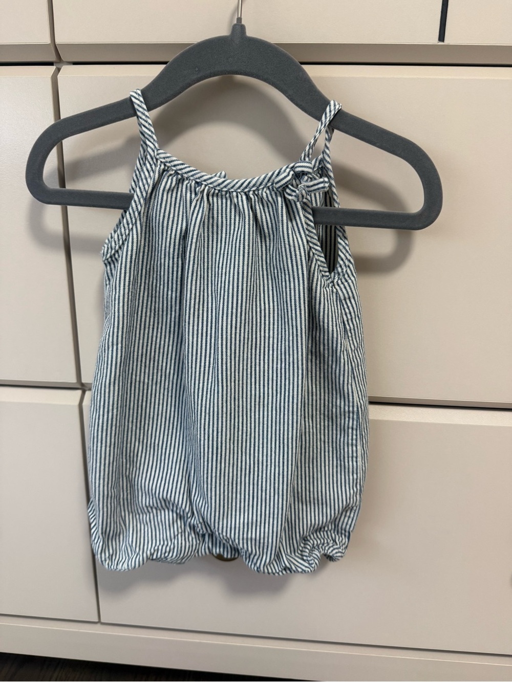 Striped Baby Romper in Blue and White